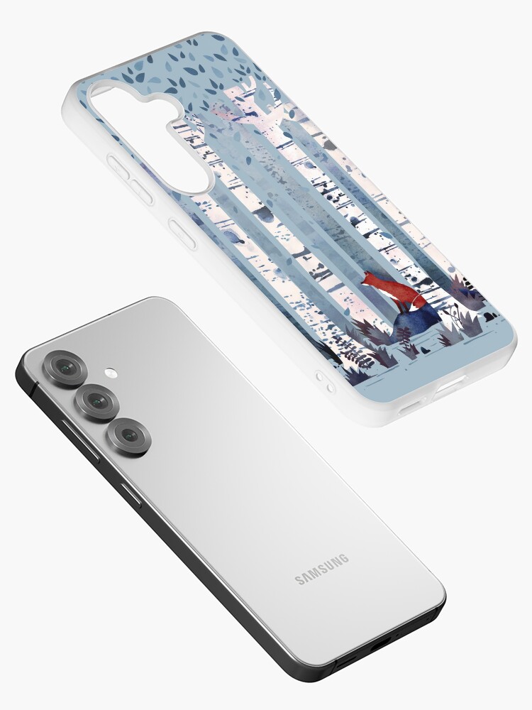 Thumbnail 2 of 4, Samsung Galaxy Phone Case, The Birches (in Blue) designed and sold by littleclyde.