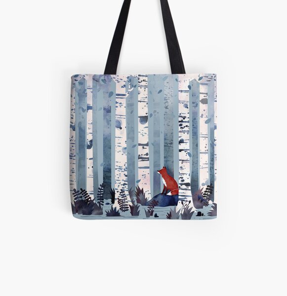The Birches (in Blue) All Over Print Tote Bag