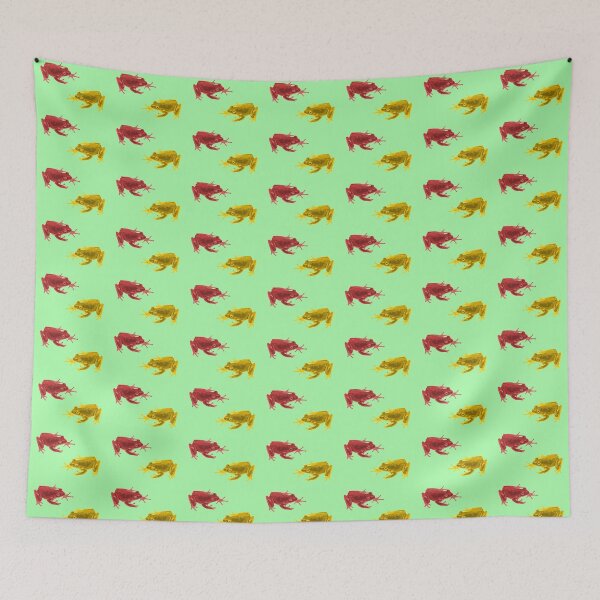 Item preview, Red Frog / Yellow Frog on green background designed and sold by ukufiti.