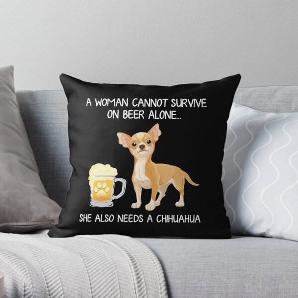 Survive Christmas On Wine And Chihuahua Gift Pillow 