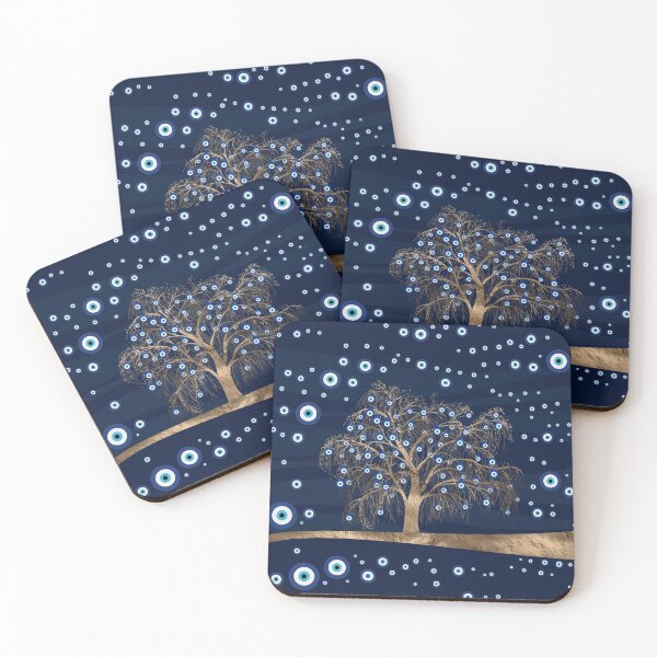 Item preview, Nazar Charm Tree - Gold on Dark Blue designed and sold by Nartissima.