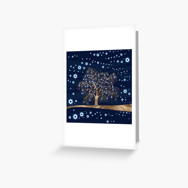 Item preview, Nazar Charm Tree - Gold on Dark Blue designed and sold by Nartissima.