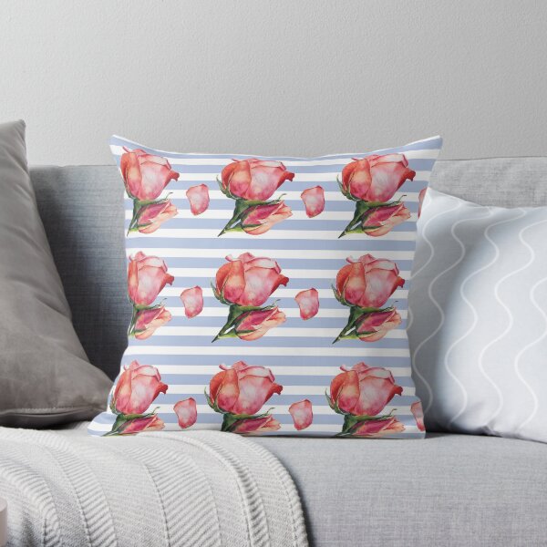 Vintage Red Roses Throw Pillow