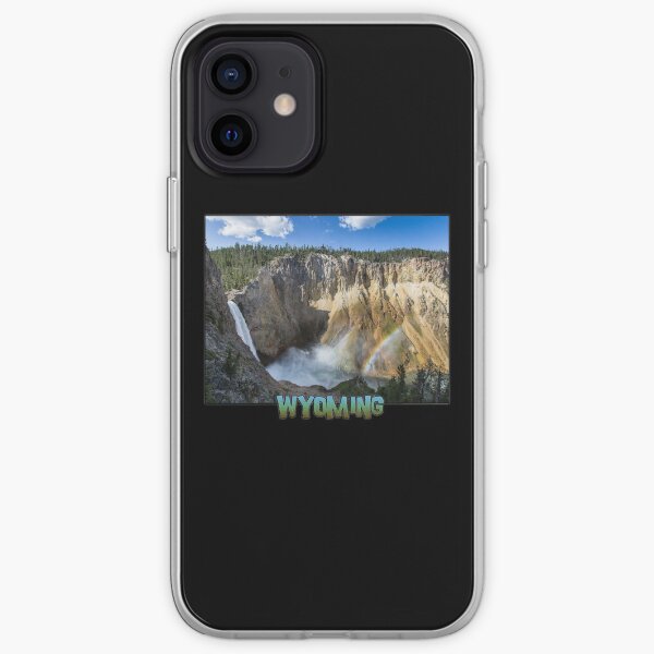 Wyoming State Outline (Lower Yellowstone Falls) iPhone Soft Case