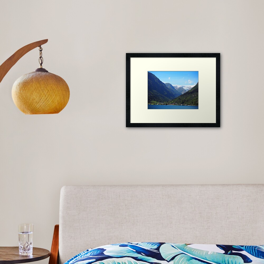 lake, mountain, glacier: Norway Framed Art Print