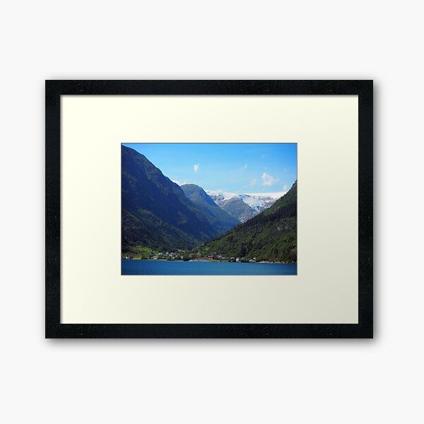 lake, mountain, glacier: Norway Framed Art Print
