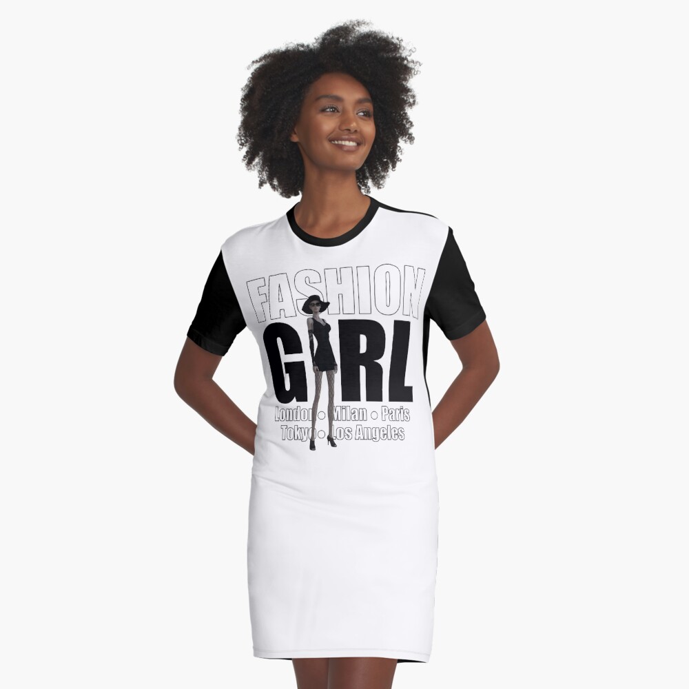 Fashion Girl Graphic T-Shirt Dress