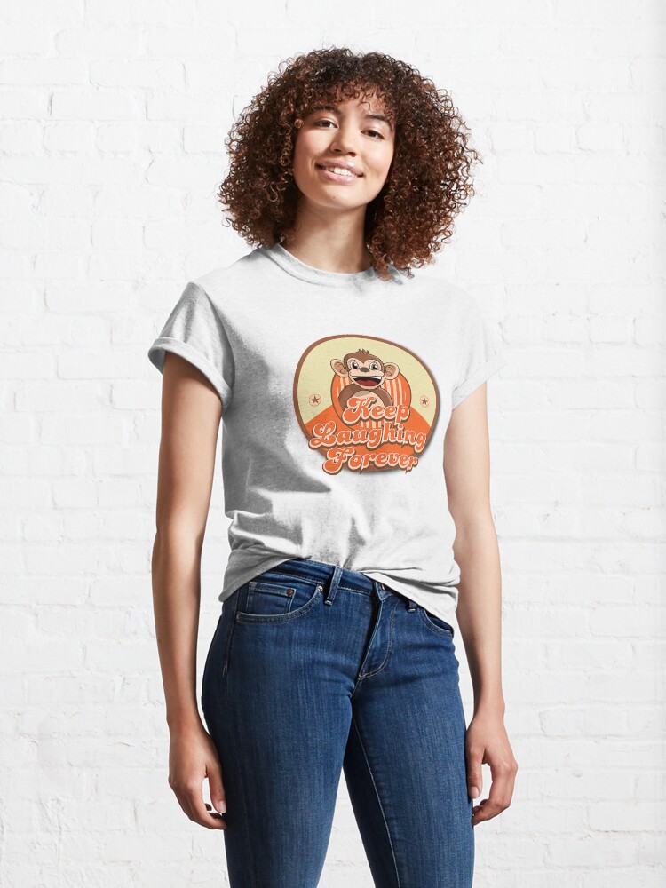 Alternate view of Keep Laughing Forever Retro Monkey Classic T-Shirt