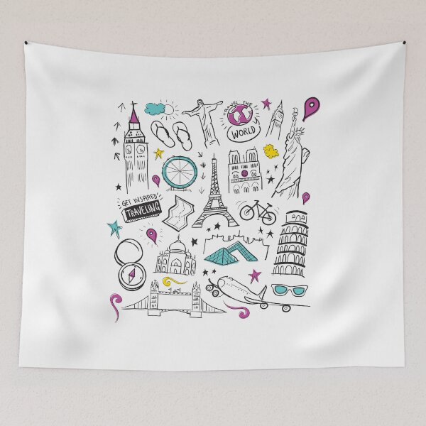 Item preview, Travel doodles world landmarks designed and sold by FFelder.