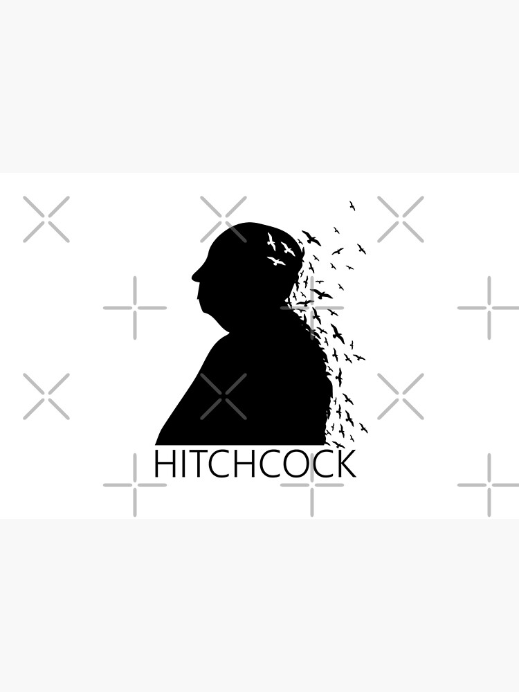Disover Alfred Hitchcock Birds Portrait - Black White Bath Mat