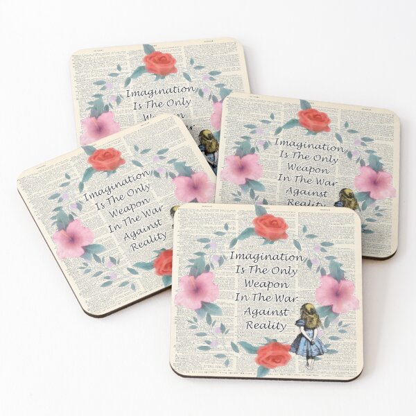 Item preview, Floral Alice In Wonderland Quote on A Vintage Dictionary Page- Imagination designed and sold by maryedenoa.