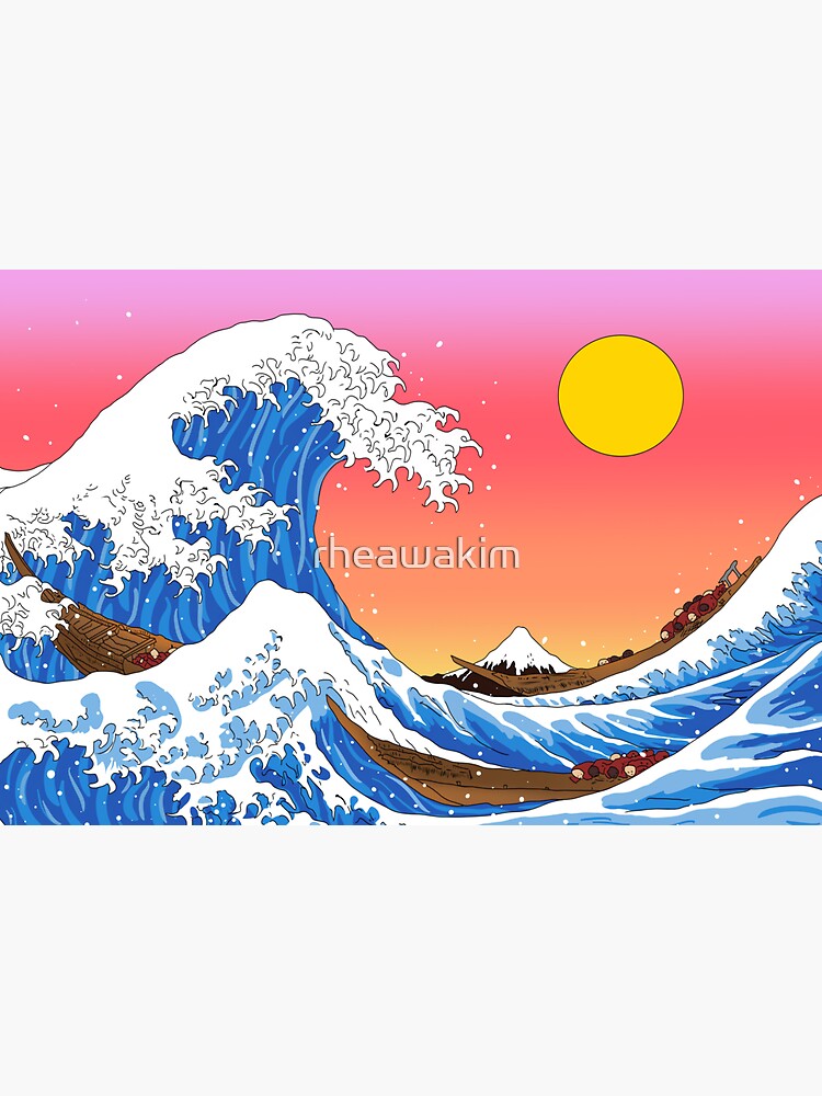 The Great Wave Off Kanagawa Warm Sticker For Sale By Rheawakim