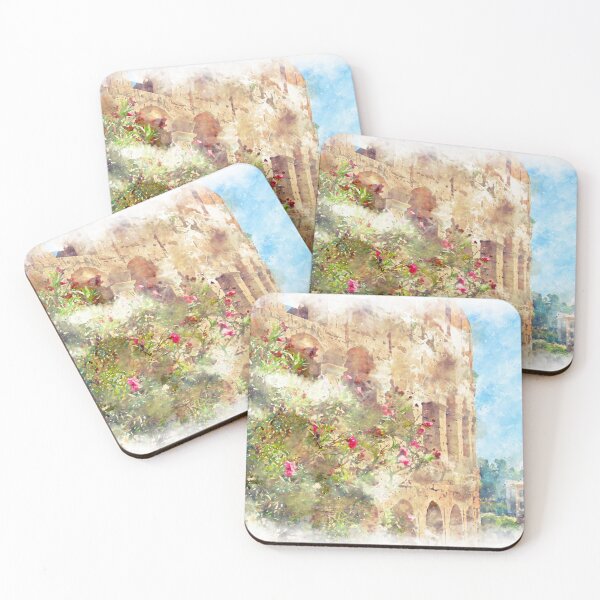 Item preview, blooming rhododendron on a background of Colosseum designed and sold by amekamura.