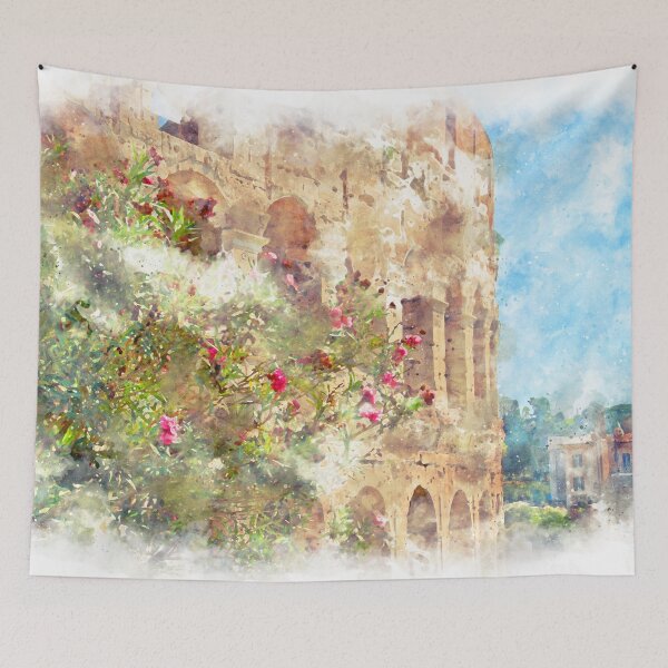 Item preview, blooming rhododendron on a background of Colosseum designed and sold by amekamura.