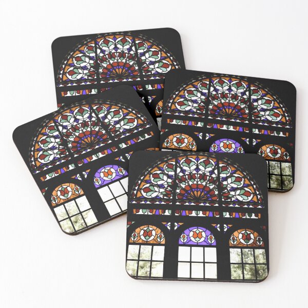 Persian Rainbow Stained Glass Window Photograph Coasters (Set of 4)
