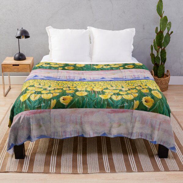 Item preview, Yellow tulips in a field painting designed and sold by BobbiShawArts.