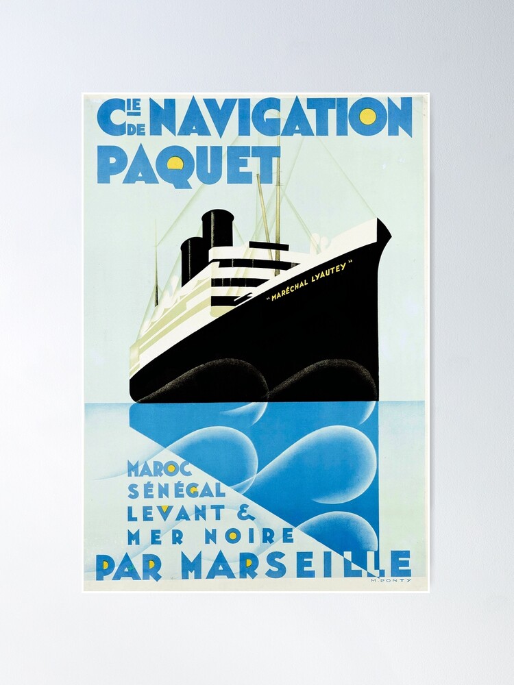 Vintage Boat Poster, Ship Poster Classics of France, Italian and French  Boat Posters