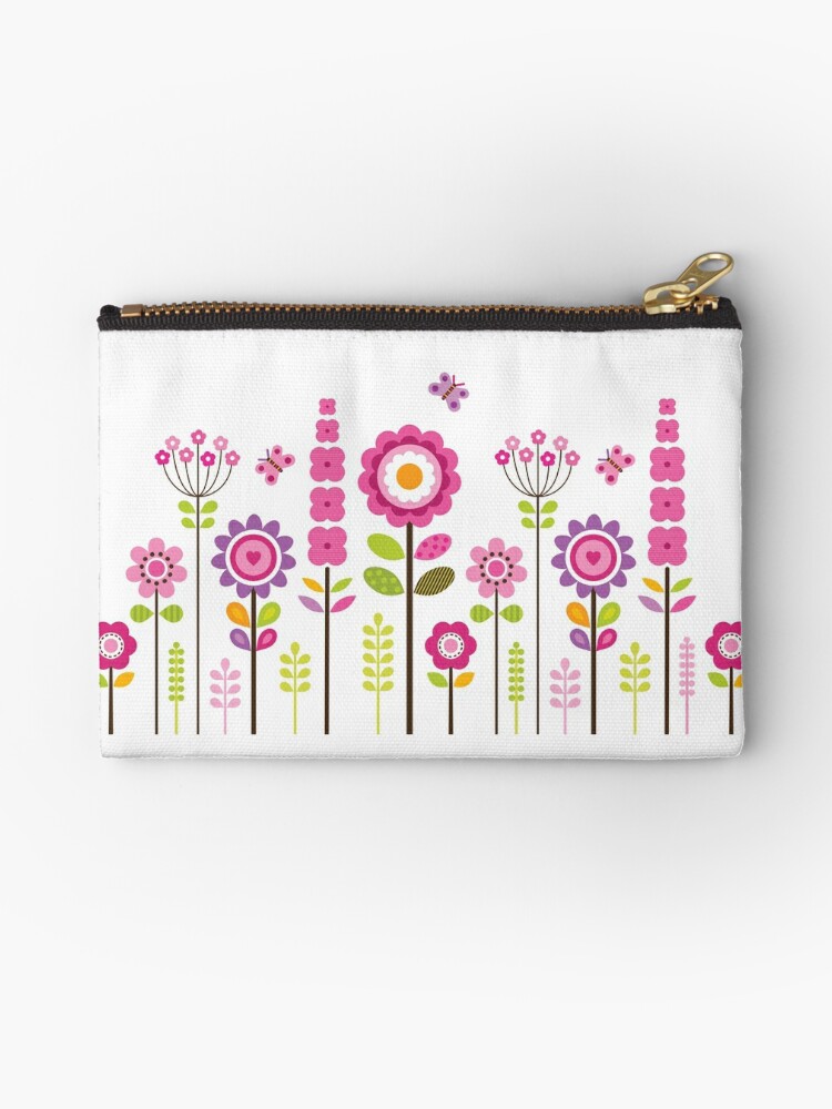 Purple And Pink Floral Pencil Pouch