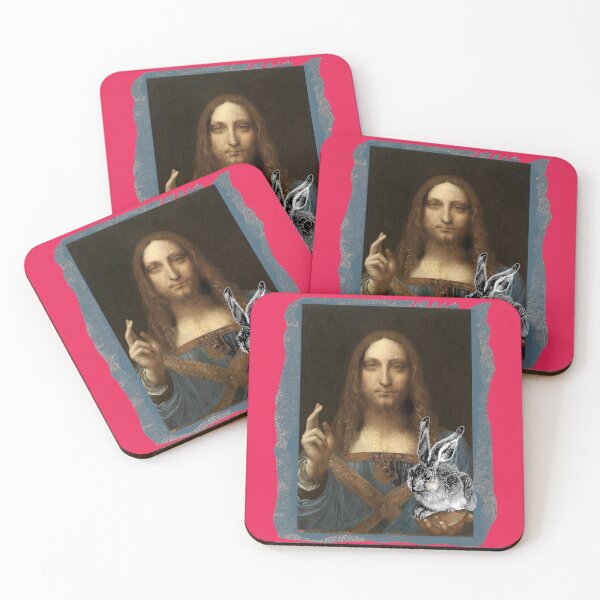 Item preview, Easter Softness - Leonardo Da Vinci's Salvator Mundi and Durer's Rabbit (Pop Art by ACCI) designed and sold by VanyssaGraphics.