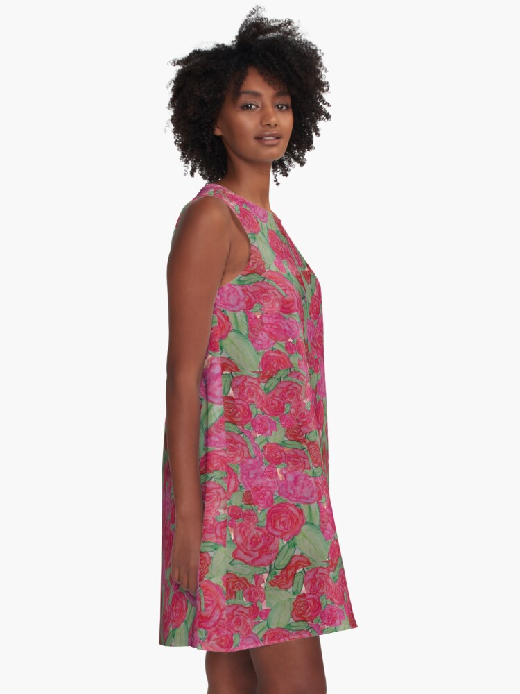 Alternate view of ROSES FLORAL FANTASY PRINT WATERCOLOUR A-Line Dress