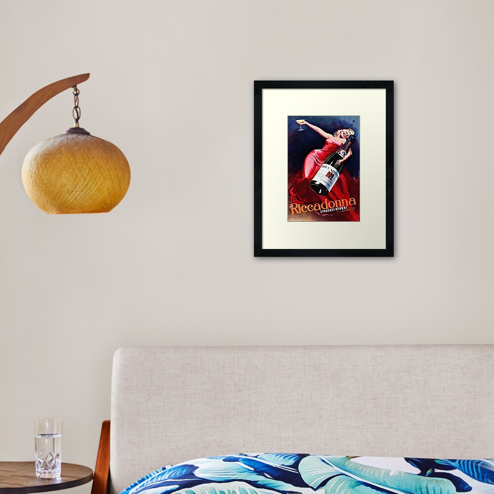 Vintage Riccadonna Spumanti Vermut Canelli Lithograph Wall Art Framed Art Print