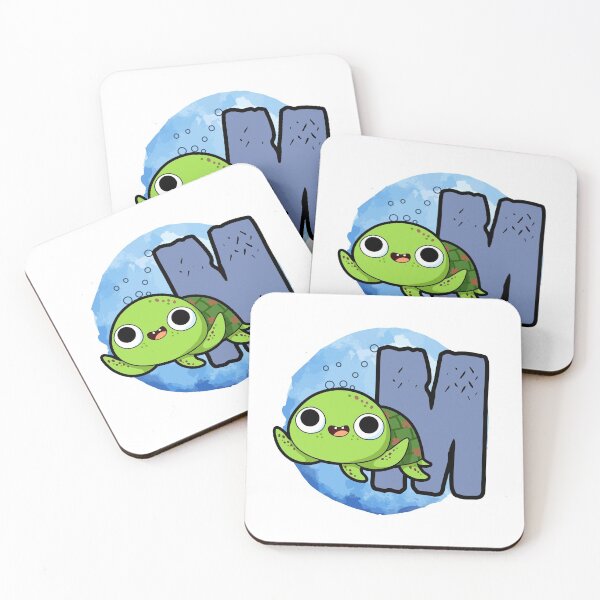 Item preview, Monogram M Turtley Awesome designed and sold by kidsmonogram2.