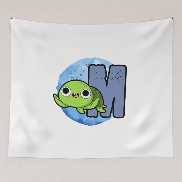 Item preview, Monogram M Turtley Awesome designed and sold by kidsmonogram2.