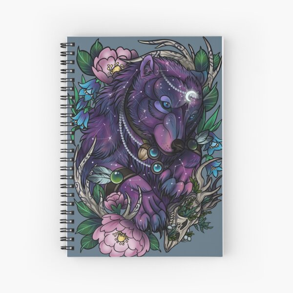 Vista previa del artículo con la obra «Druida del oso Guardián de las Estrellas con flores y astas + fondo», diseñado y vendido por katmewkitty.