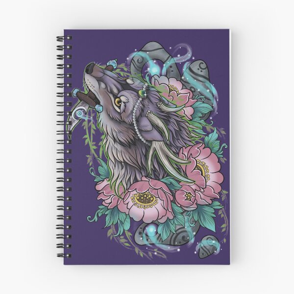 Item preview, Druid wolf with flowers and moonstones designed and sold by katmewkitty.