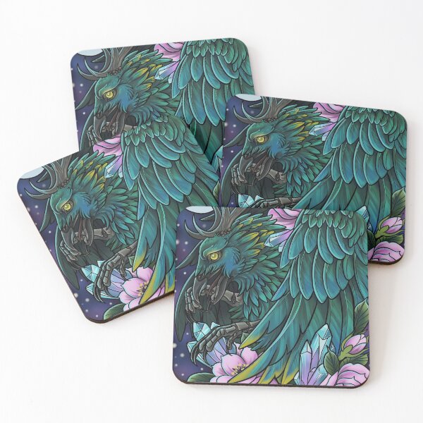 Item preview, Emerald hippogryph with flowers and crystals designed and sold by katmewkitty.