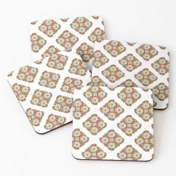 Item preview, DECORATIVE WHITE  RED-GOLD FLORAL  DIAGONAL PATTERN,  designed and sold by sharlesart.