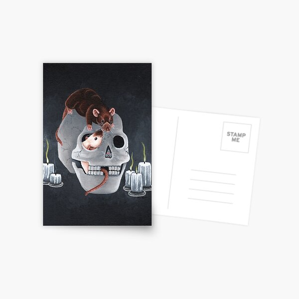 Rats and Human Skull Postcard