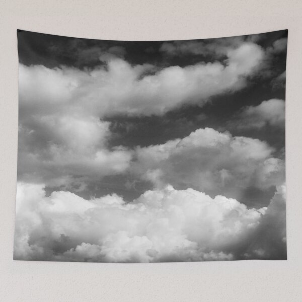 Item preview, White fluffy clouds on black sky background designed and sold by by-jwp.