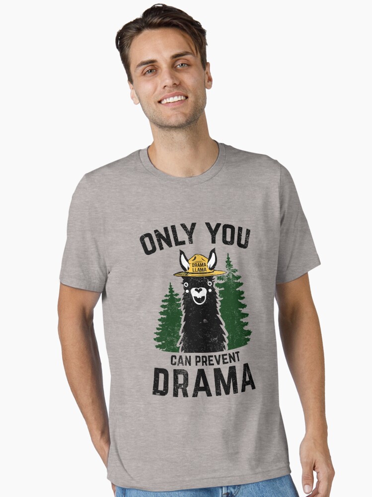 Thumbnail 2 of 7, Essential T-Shirt, The Original Only You Can Prevent Drama Llama GRUNGED - Smokey Bear Parody designed and sold by DesIndie.