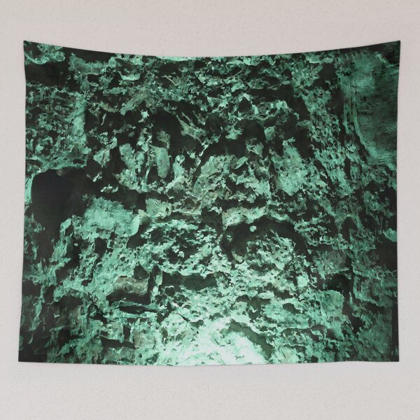 Item preview, Green cave wall water texture canvas unique art designed and sold by Kam-designs.