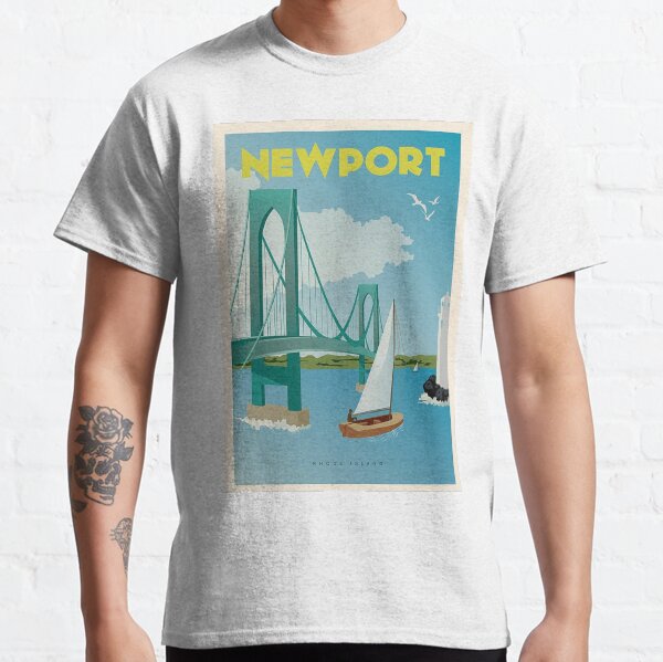 Vintage Discover Newport, Rhode Island Lithograph Wall Art #1 Classic T-Shirt