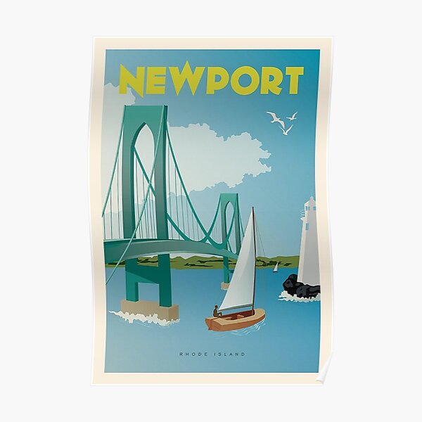 Vintage Discover Newport, Rhode Island Lithograph Wall Art #1 Poster