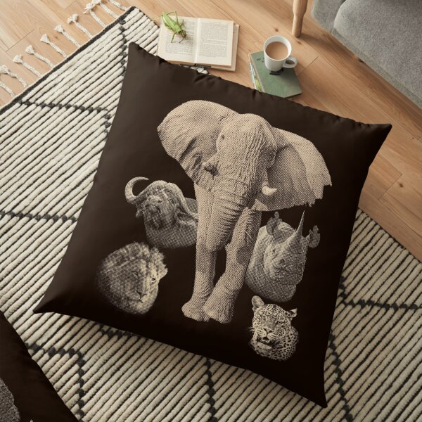 Big Five Africa Safari Floor Pillow