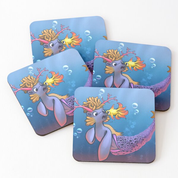 Cute Coral Critter Prints Coasters (Set of 4)