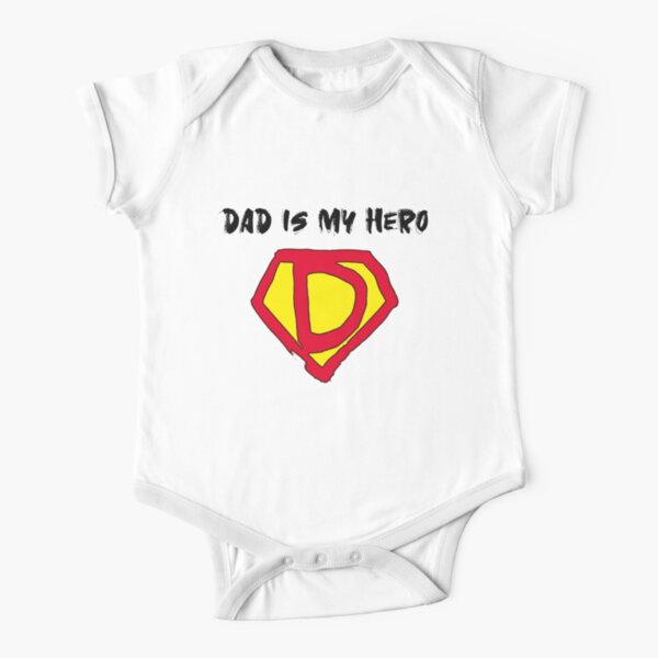 Daddy Is My Hero Design by MahsaWatercolor Short Sleeve Baby One-Piece