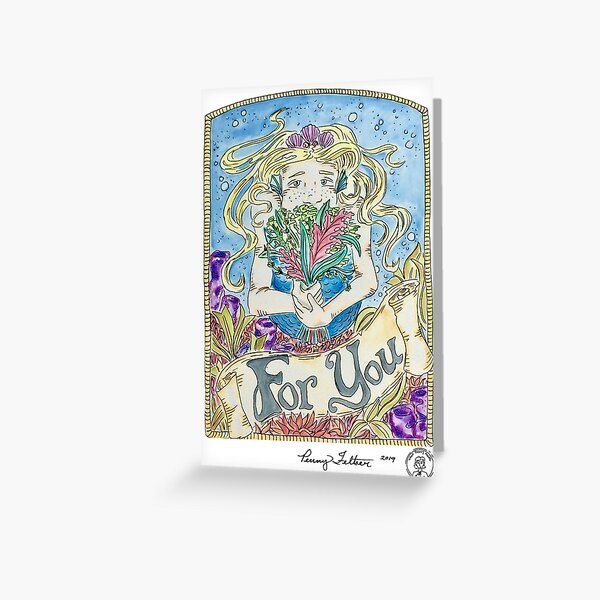 "For You" Mermaid Illustration Greeting Card