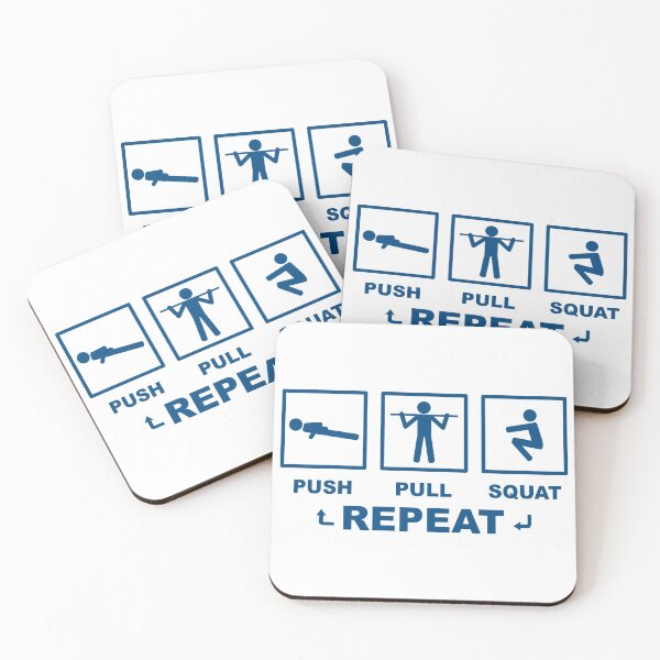 Item preview, Push Pull Squat Repeat Bodyweight Fitness Blue Design designed and sold by geeksta.