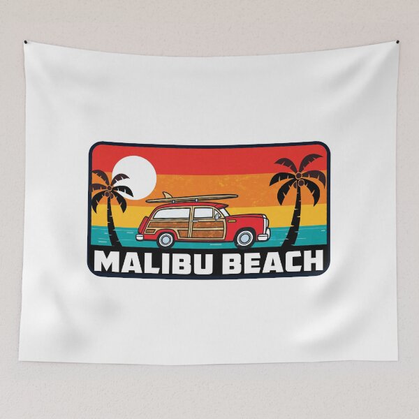 Item preview, Malibu Beach California Surfing Woodie Surf Surfer Surfboard designed and sold by DESTINATIONS DECAL.
