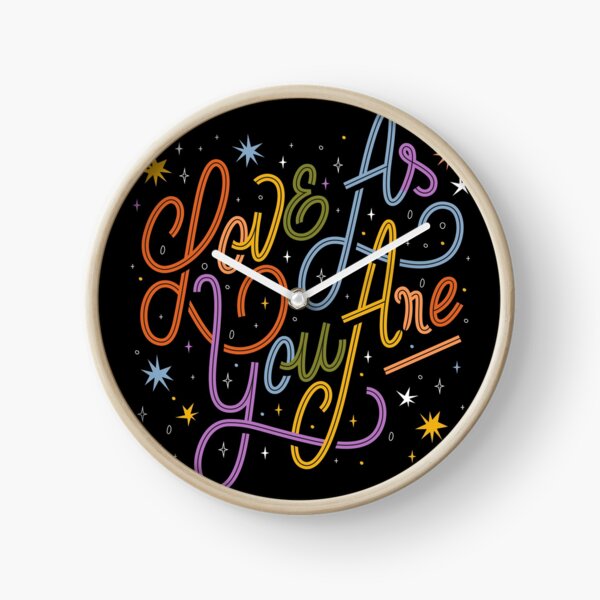 Love As You Are - Rainbow hand lettering LGBT Clock