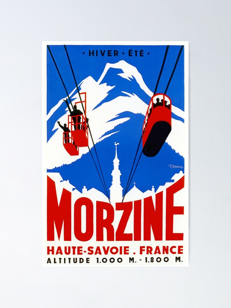 Skiing in  France French Winter Sports Ski Vintage Travel Advertisement Poster 