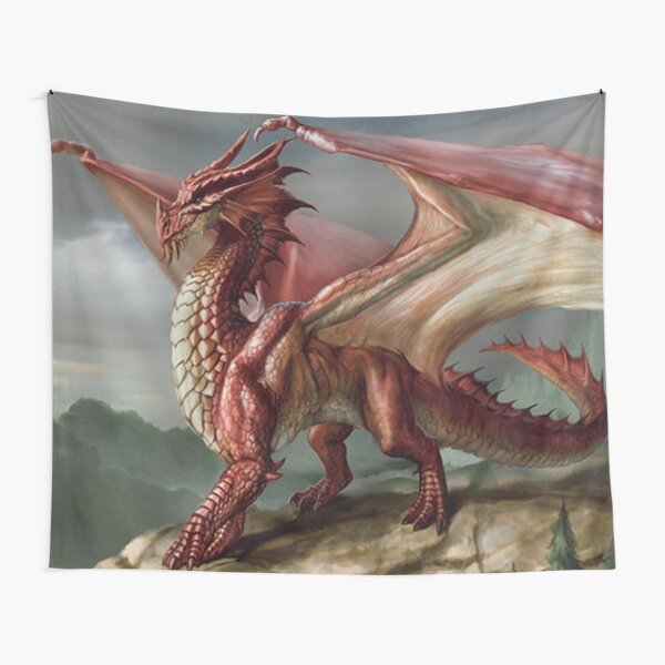 Wall Hanging/Throw Wild Red Winged Dragon Tapestry