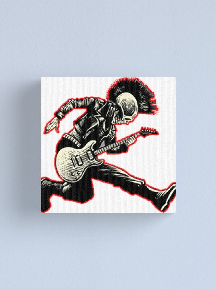 Punk Rock Skeleton Guitarist Canvas Print for Sale by serpentsky17