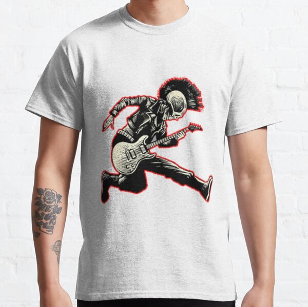 Guitariste squelette punk rock T-shirt classique