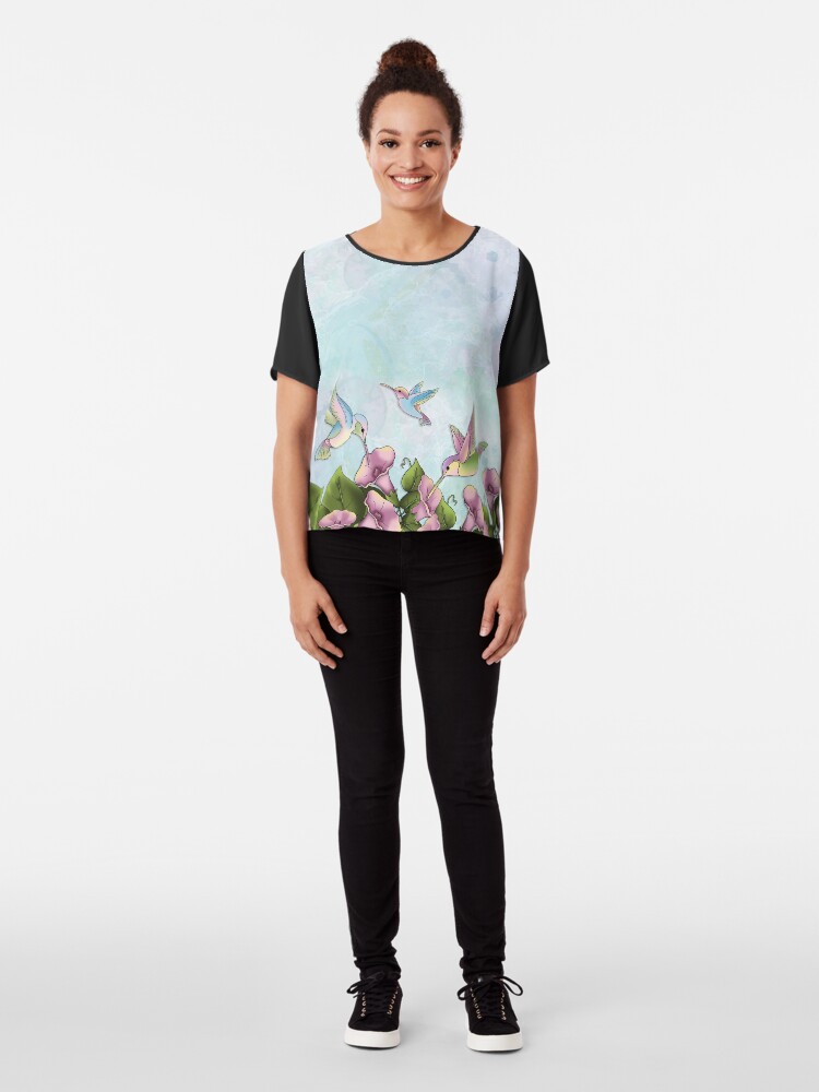 Alternate view of Hummingbird Flutterings Chiffon Top
