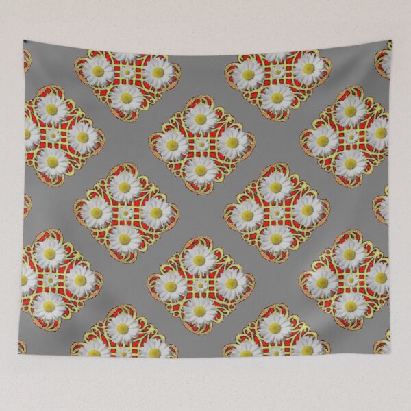 Item preview, CHARCOAL GREY RED FLORAL DIAGONAL FLORAL PATTERN designed and sold by sharlesart.